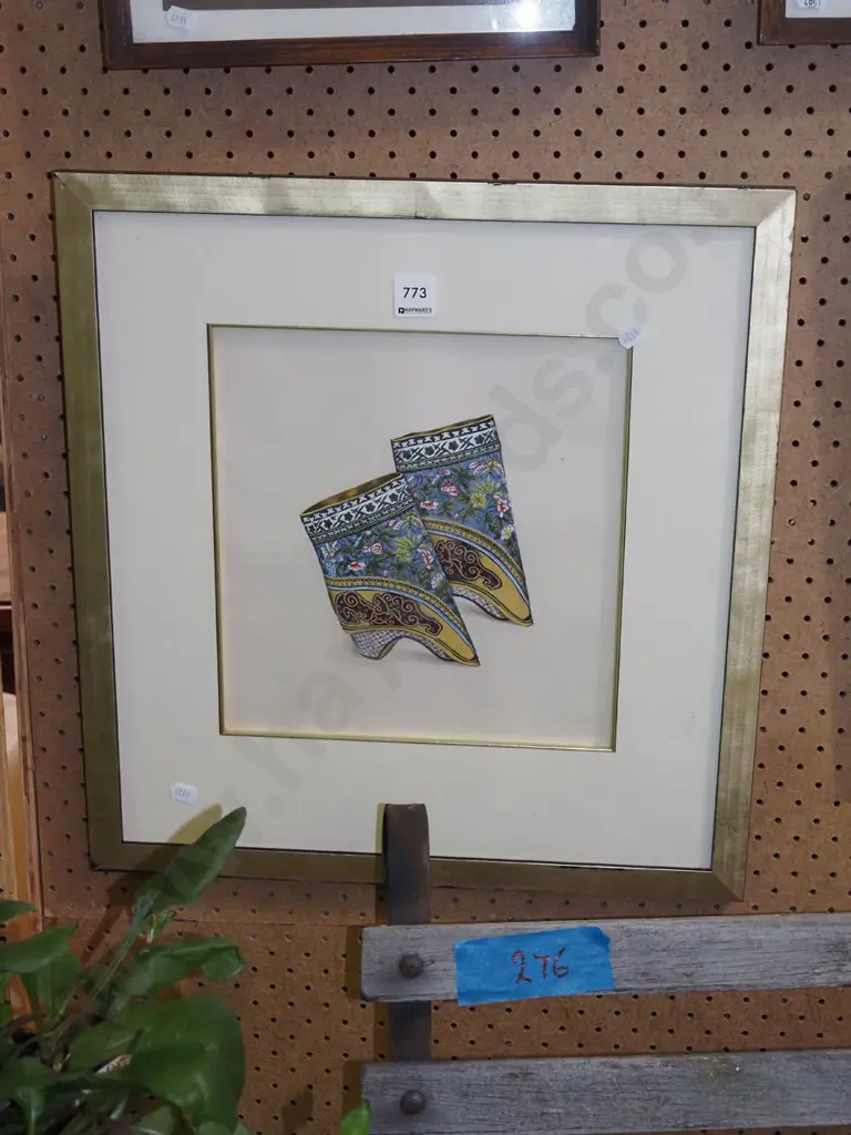framed Asian watercolour - small shoes Image 1++