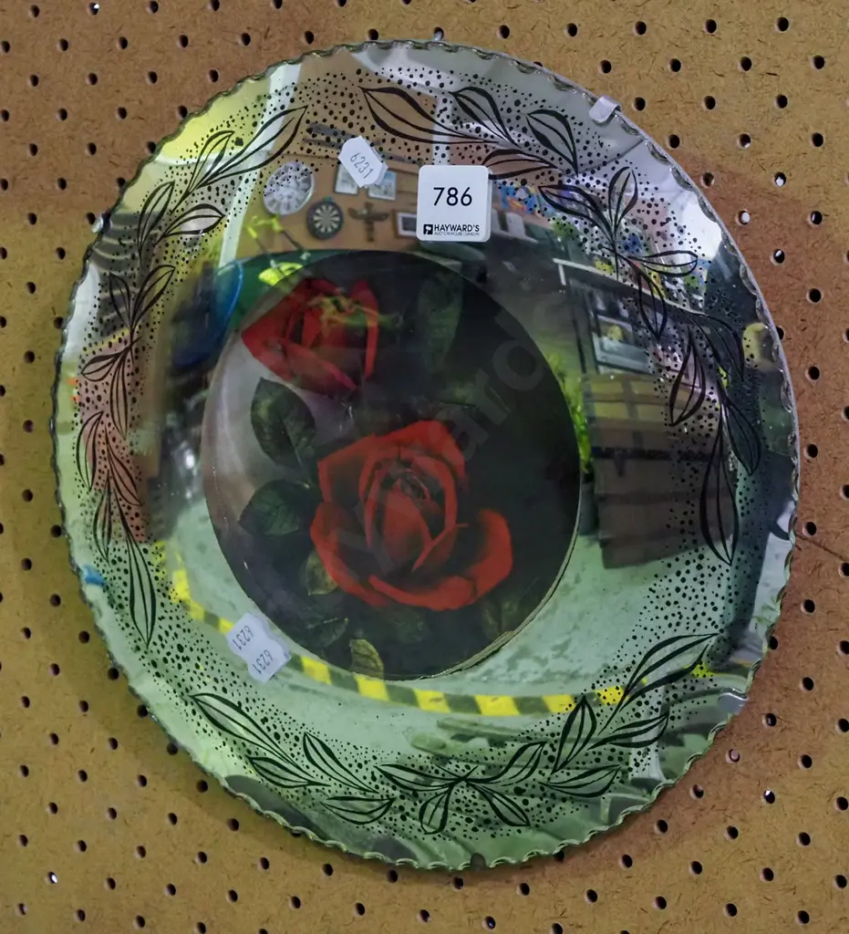 mirror framed convex rose print Image 1++