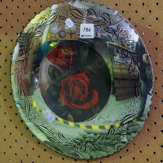 mirror framed convex rose print