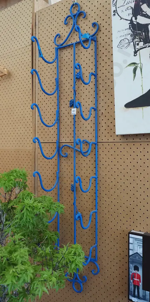 blue painted metal wine rack H1200 Image 1++