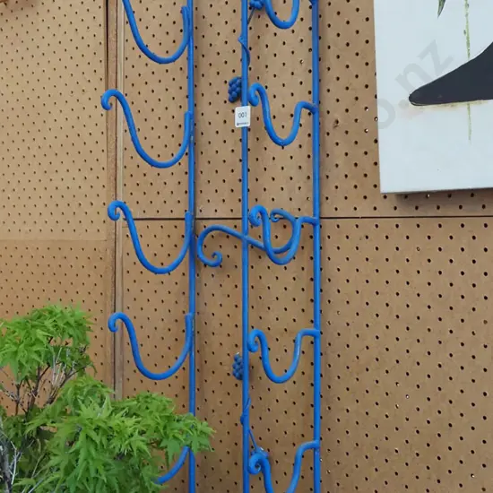 blue painted metal wine rack H1200