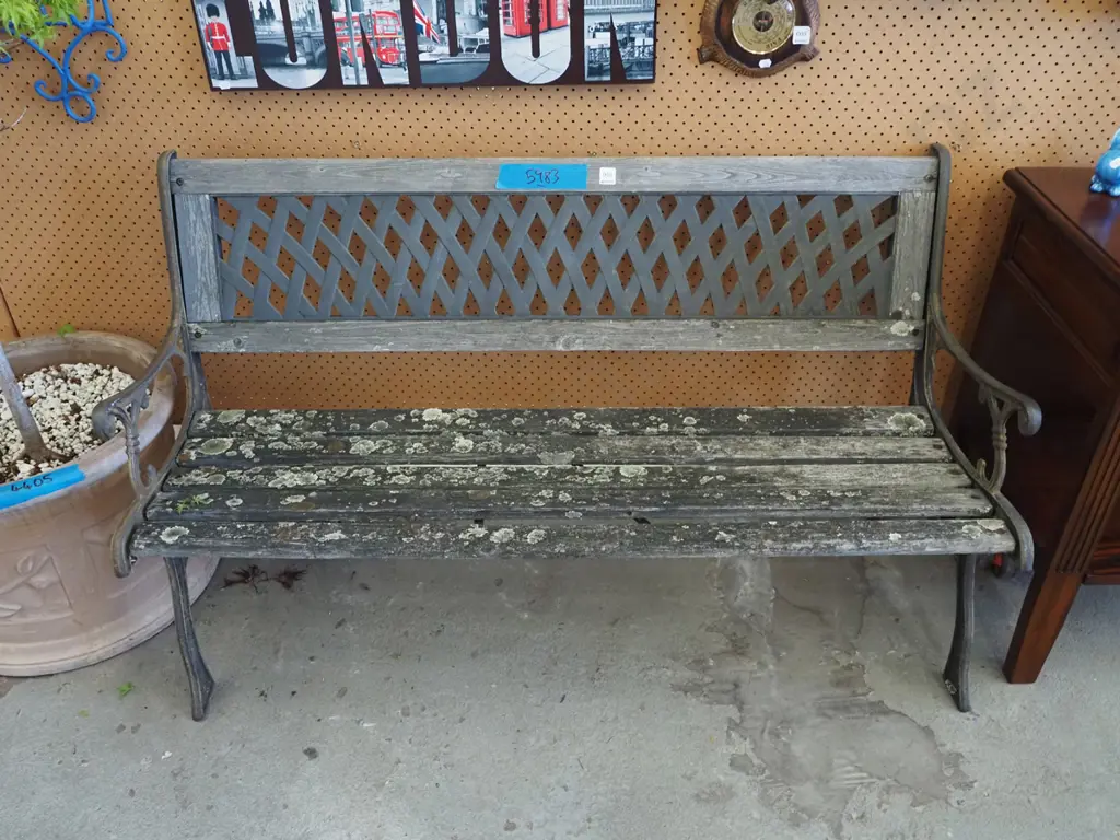 cast iron ended and backed garden seat Image 1++