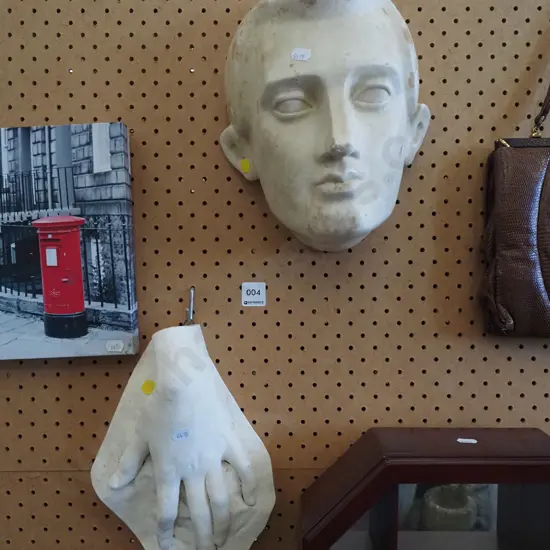 wall mounted composite face, hand - yellow dots