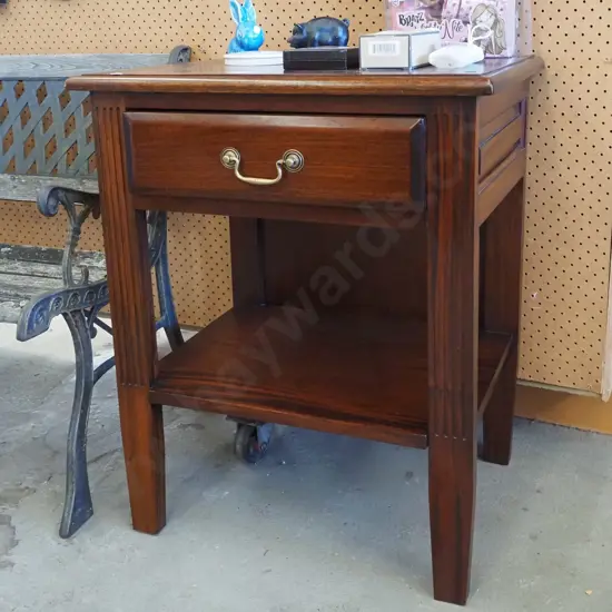 mahogany single drawer 2 tier bedside cabinet/end table H730 W600 D445