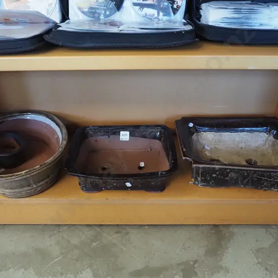 4x glazed bonsai planters