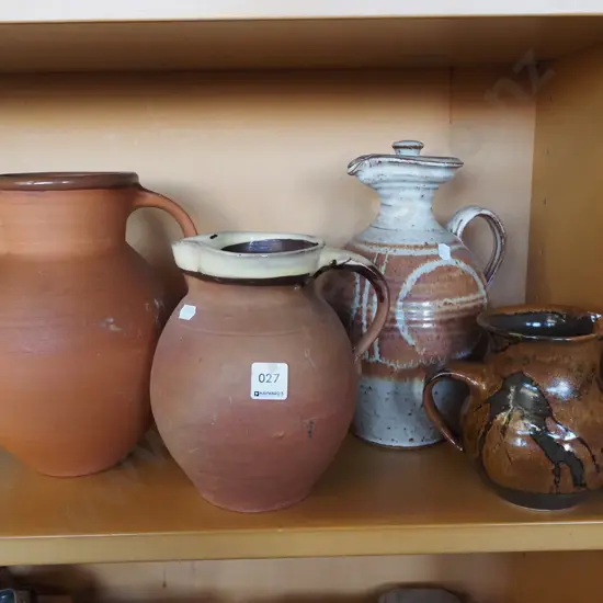 4x studio pottery jugs