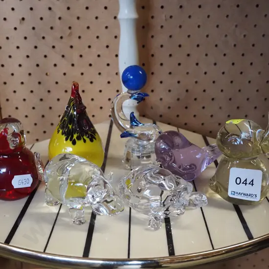 assorted studio glass animal ornaments