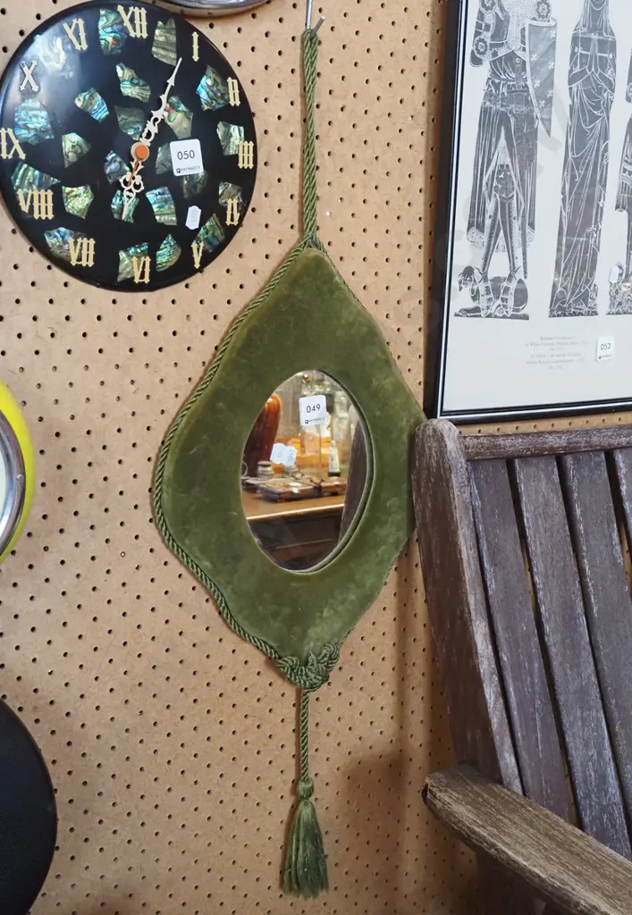 green velvet framed wall mirror Image 1++