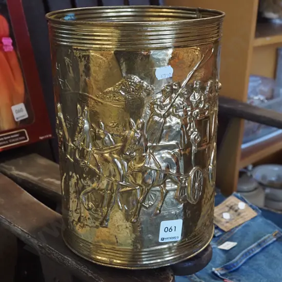 small pressed brass waste paper basket