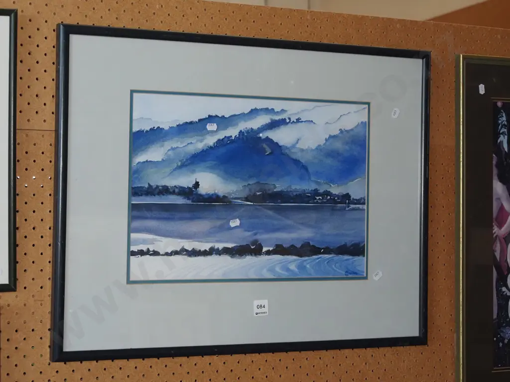 framed watercolour - harbour scene Image 1++