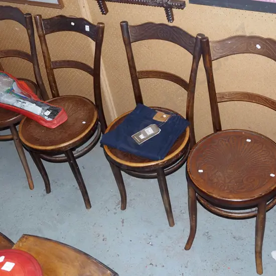 4x pressed and bent wood dining chairs