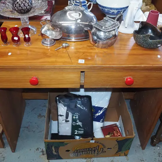 pine 2 drawer study desk H750 W900 D410