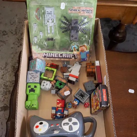 box; Minecraft toys, playstation controller cup