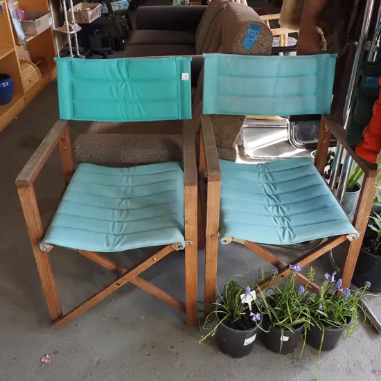 pair of canvas director's chairs