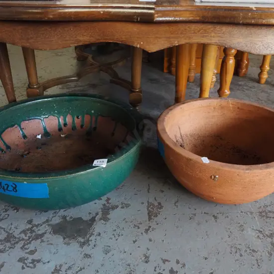 terracotta and gazed garden planters