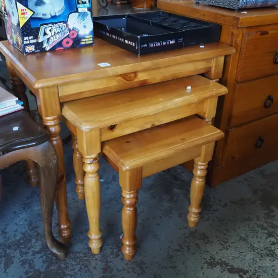 nest of 3 pine tables