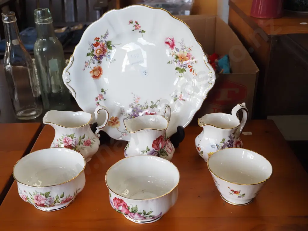 Royal Crown Derby posy creamers, sugar, plates Image 1++