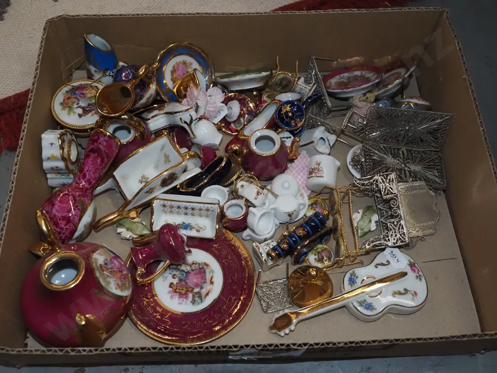 box; Limoges miniatures, dolls house furniture etc Image 1++