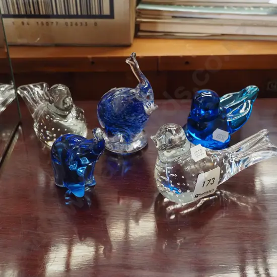 glass bird and elephant figurines H100