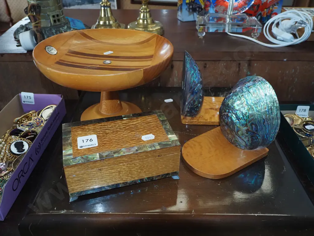 paua shell bookends, trinket box, Sovereign ware comport Image 1++