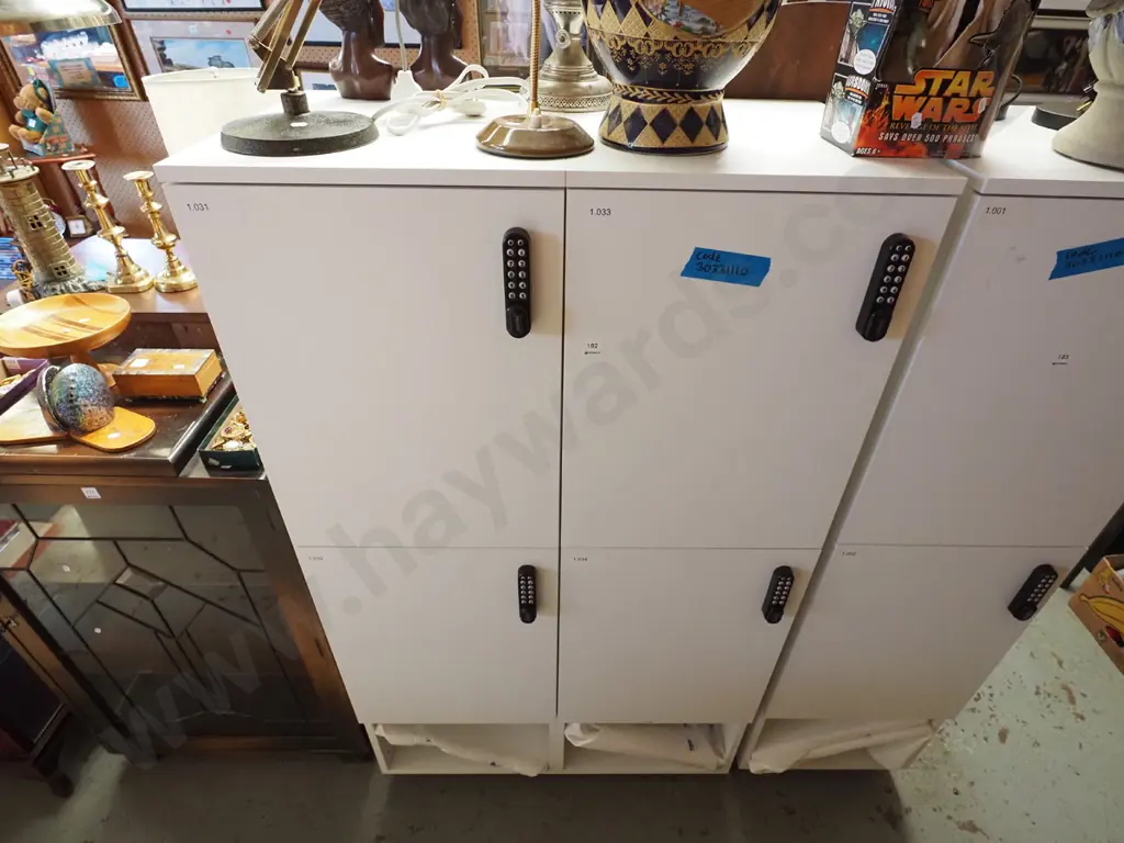bank of 4 lockers with push button locks - code in office Image 1++