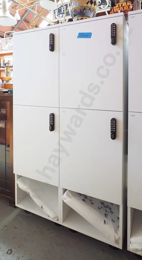 bank of 4 lockers with push button locks - code in office Image 1++