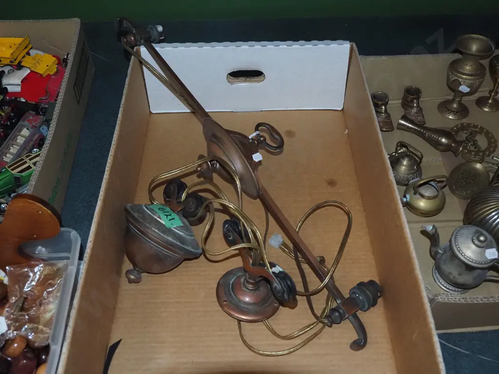 Edwardian copper rise and fall light fitting Image 1++