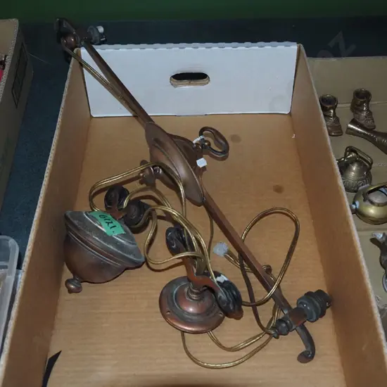 Edwardian copper rise and fall light fitting