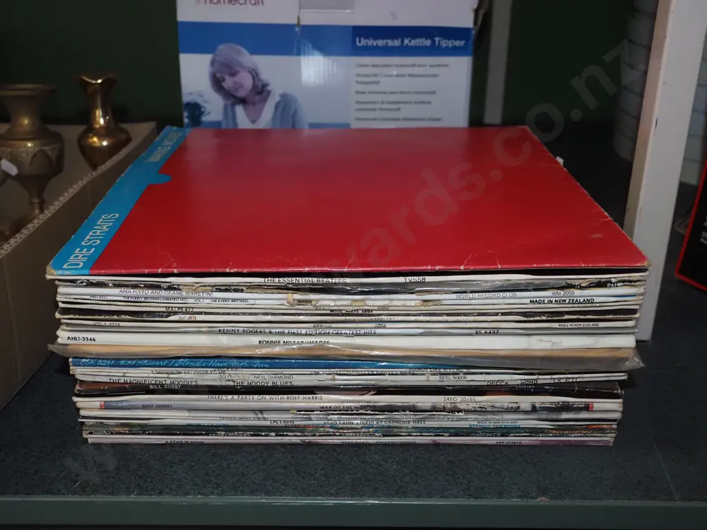 stack of LPs; Dire Straits, ABBA, Neil Diamond etc Image 1++