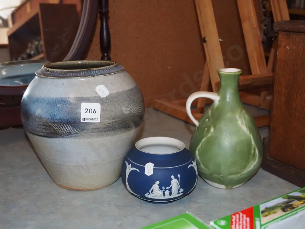 jasperware bowl, ewer vase, pottery vase Image 1++