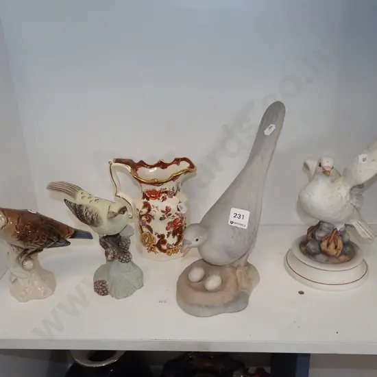 bird figurines, Masons jug Tallest H240