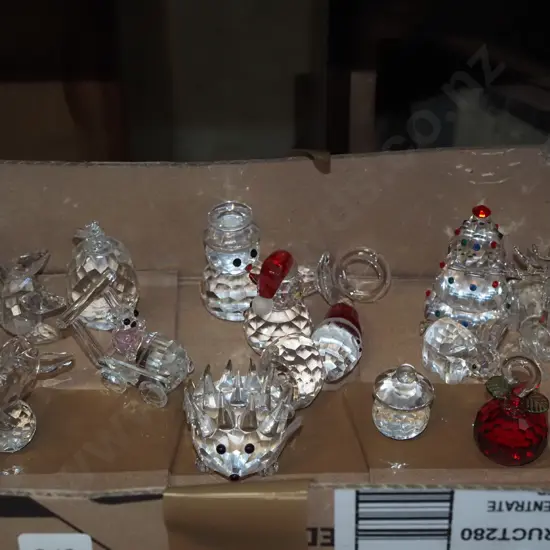 box of miniature crystal ornaments