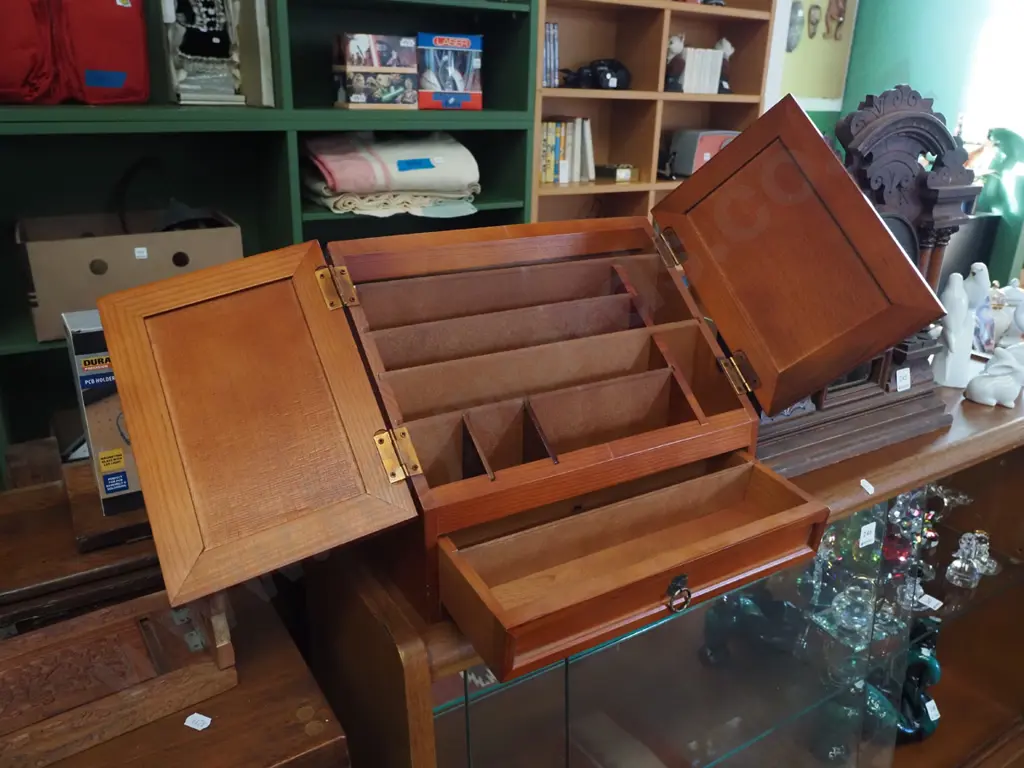 solid pine 1 drawer, 2 door stationery organiser H270 Image 1++