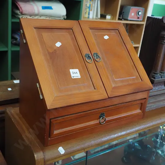 solid pine 1 drawer, 2 door stationery organiser H270