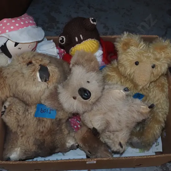 box; teddy bears, koalas etc