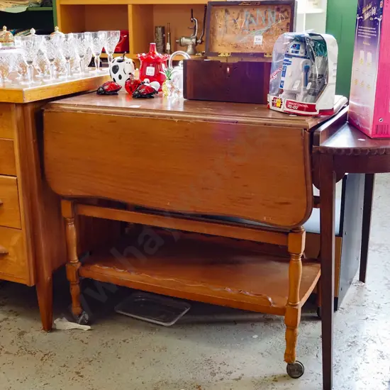 restorer's drop side tea trolley - crack to top