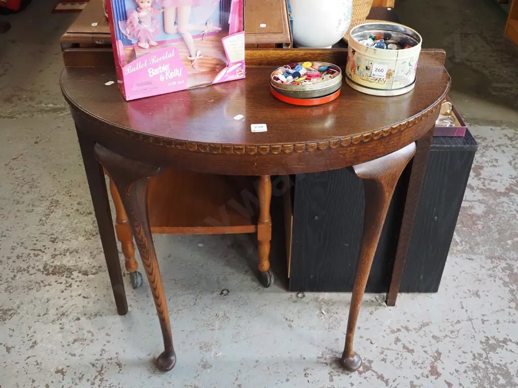 mahogany cab leg half round hall table Image 1++