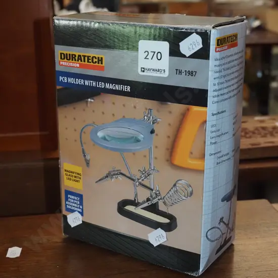 boxed as new Duratech PCB holder with LED magnifier