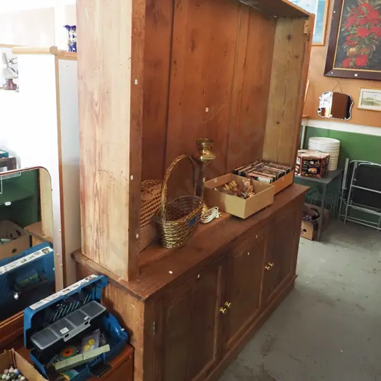 restorer's colonial oregon bookcase chiffionier - 3 lower doors, missing top doors and shelves