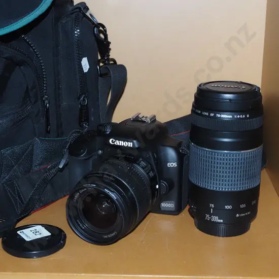 Canon EOS digital camera with bag, additional lens and other accessories
