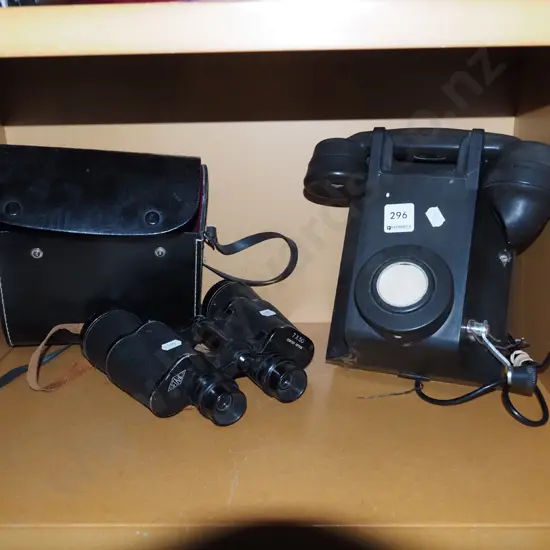 vintage telephone, 7x50 field bnoculars