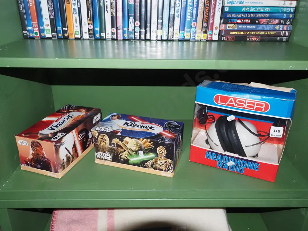 2x boxed Star Wars Kleenex tissues, pair of Laser radio headphones Image 1++