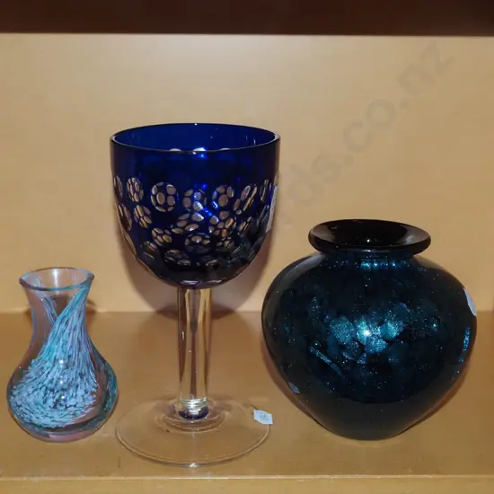 art glass goblet, 2x vases H170