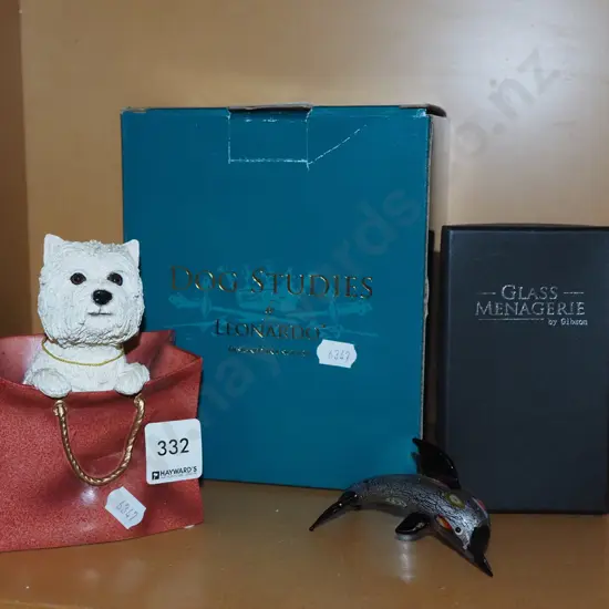 small dog figurine, glass dolphin Dog H120