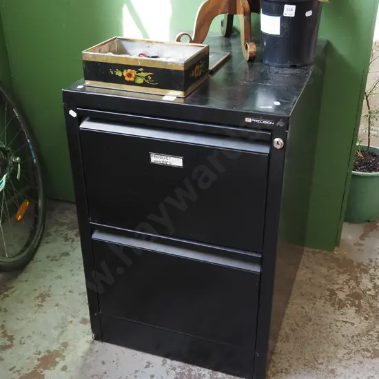 Precision black 2 drawer filing cabinet - no key