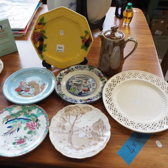 small lustre coffee pot and plates