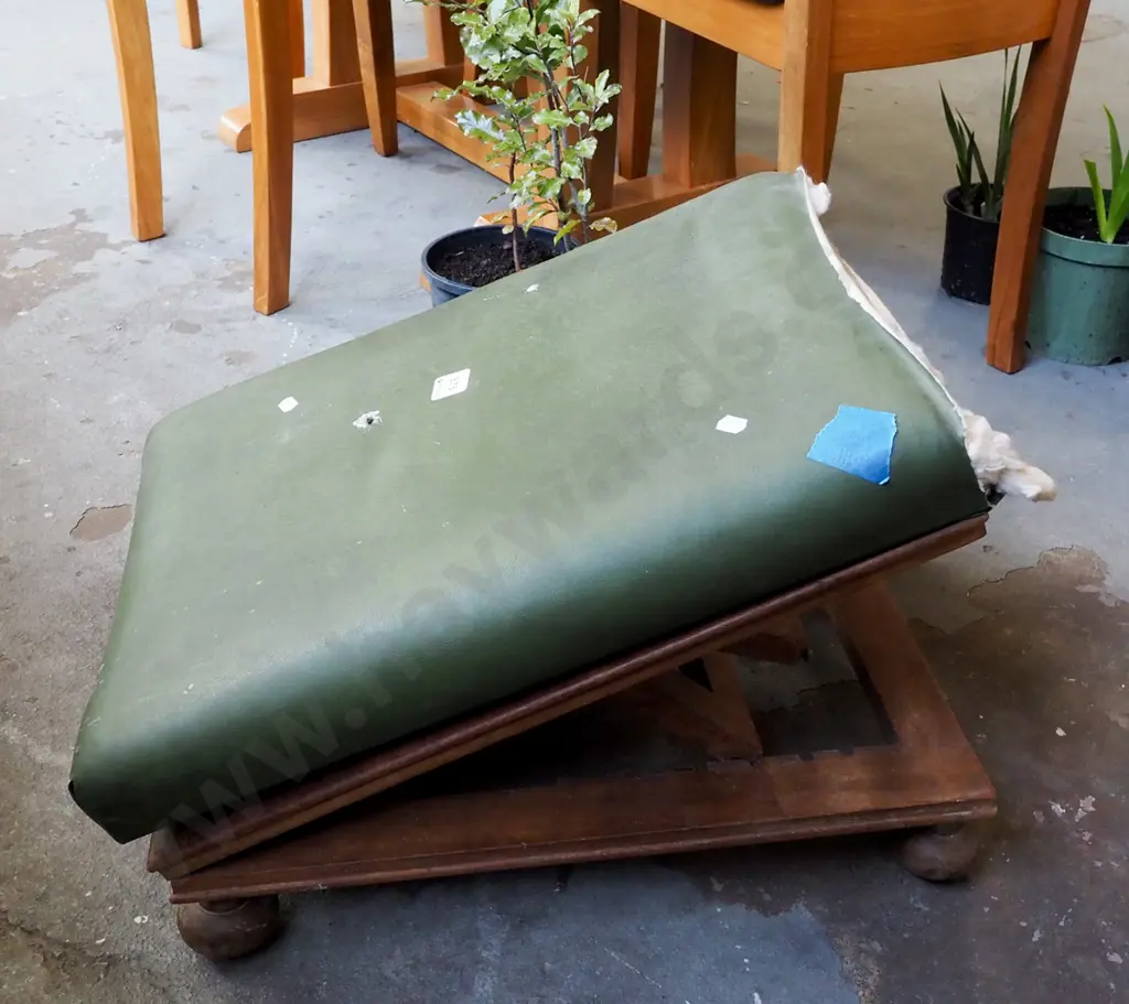 vinyl topped adjustable foot stool - vinyl needs attention Image 1++