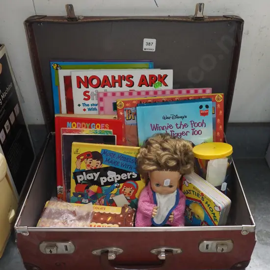 vintage suitcase, toys