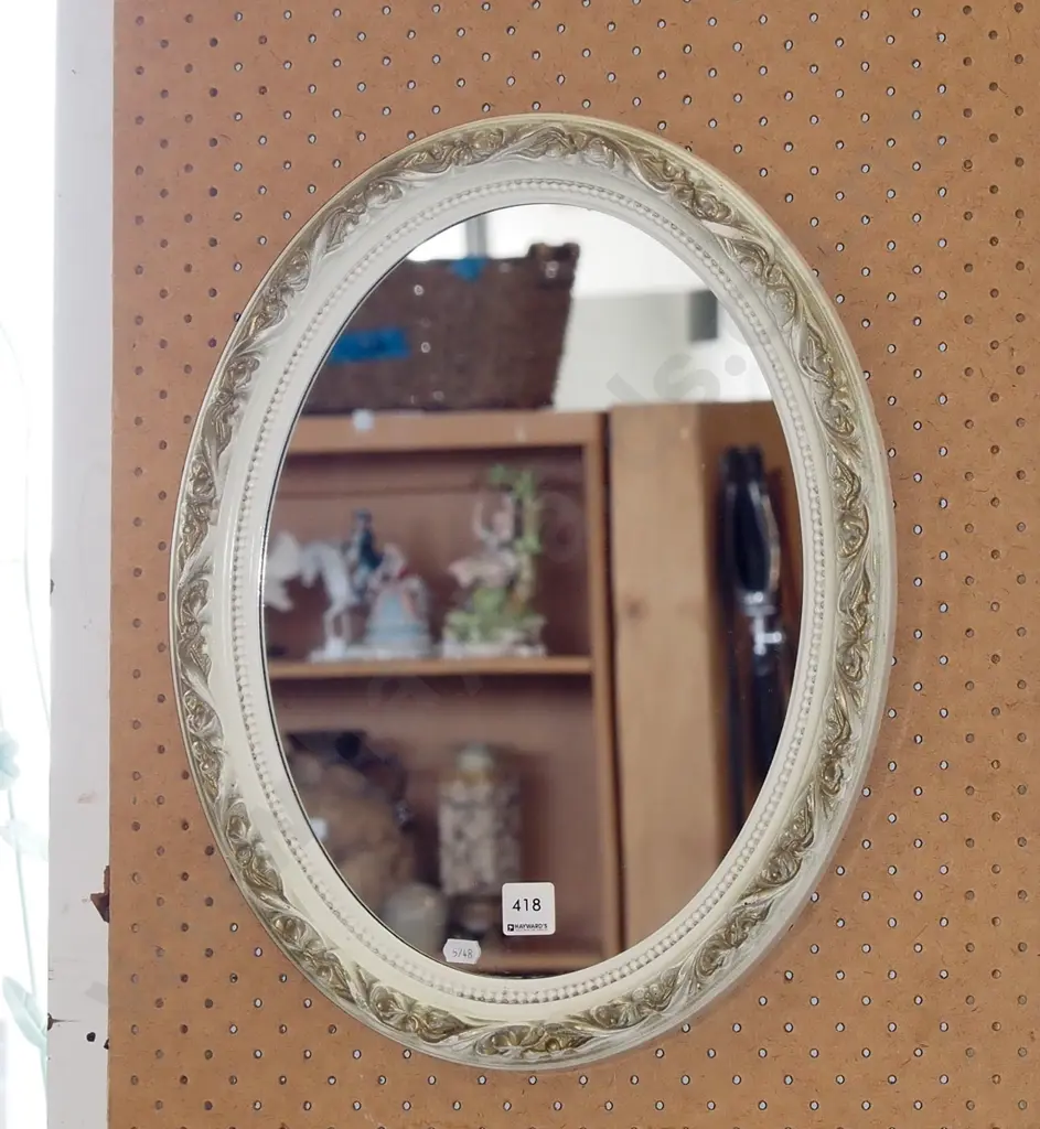 ornate framed oval wall mirror Image 1++