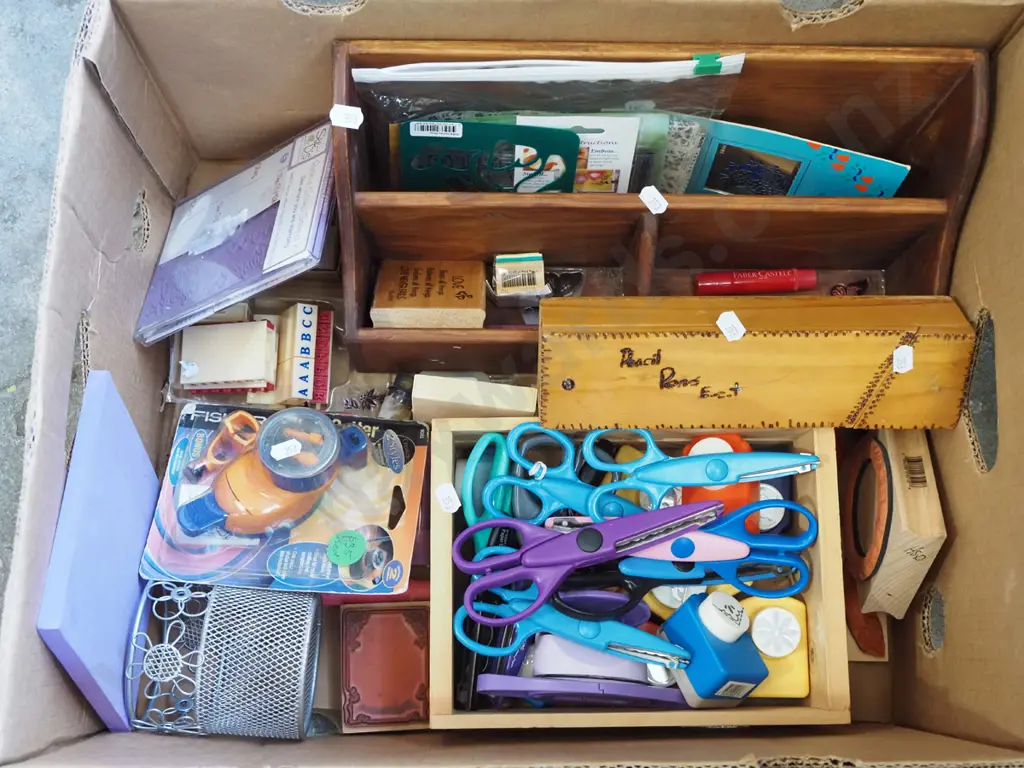 box; crafting scissors, oval cutter, letter rack etc Image 1++